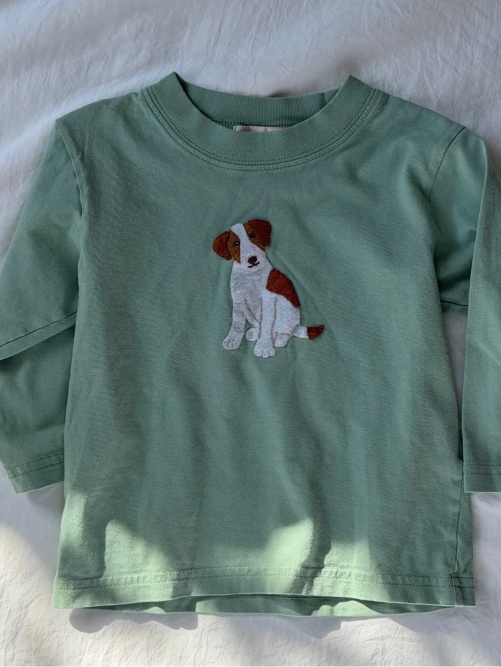 Baby Luigi 24M Green Puppy Dog Appliqué Long Sleeve Shirt Boutique